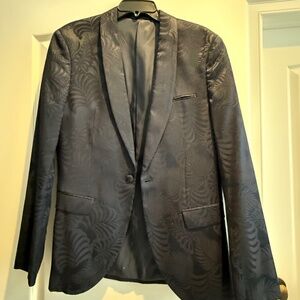 Topman Skinny Fit Black and Blue Jacquard Jacket 38R